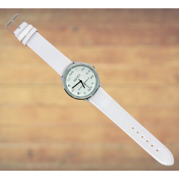 Accessories - Vtg New Ladies Men Unisex Math Themed Watch Silver Face Fresh Battery Item #1111